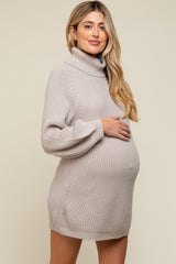 Heather Grey Turtleneck Maternity Sweater Mini Dress