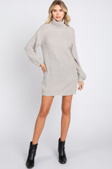 Heather Grey Turtleneck Sweater Mini Dress