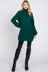 Forest Green Turtleneck Maternity Sweater Mini Dress