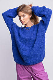 Royal Blue Chunky Loose Knit Sweater