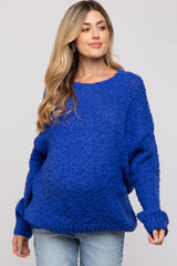 Royal Blue Chunky Loose Knit Maternity Sweater