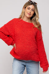 Coral Chunky Loose Knit Maternity Sweater