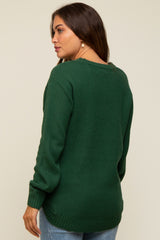 Hunter Green Knit Pullover Maternity Sweater