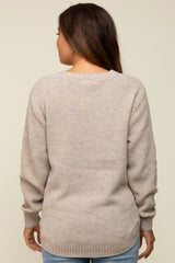 Beige Knit Pullover Maternity Sweater
