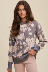 Grey Floral Sweater