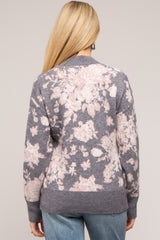 Grey Floral Maternity Sweater