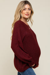 Burgundy Soft Brushed Maternity Sweater