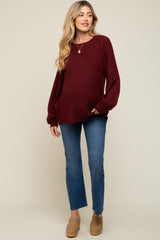 Burgundy Soft Brushed Maternity Sweater