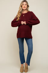 Burgundy Soft Brushed Maternity Sweater