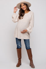 Beige Soft Brushed Maternity Sweater