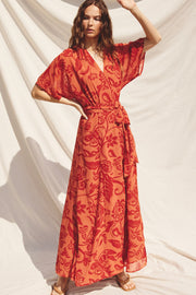 Orange Wrap Maxi Dress