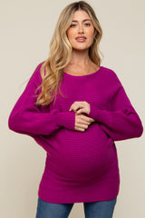 Magenta Knit Dolman Sleeve Maternity Sweater