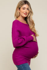 Magenta Knit Dolman Sleeve Maternity Sweater