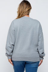 Heather Grey Soft Knit Fleece Lined Maternity Plus Sweatshirt