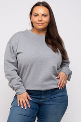 Heather Grey Soft Knit Fleece Lined Plus Sweatshirt