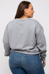 Heather Grey Soft Knit Fleece Lined Plus Sweatshirt