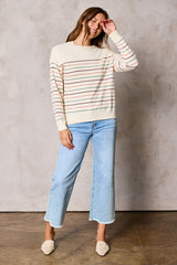 Multi-Color Stripe Soft Knit Maternity Sweater