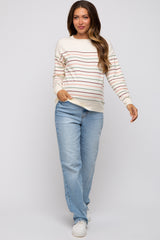 Multi-Color Stripe Soft Knit Maternity Sweater