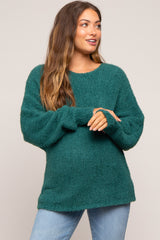 Forest Green Fuzzy Knit Maternity Sweater