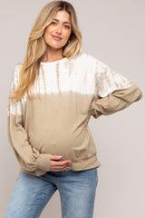 Light Olive Tie Dye Long Sleeve Maternity Top