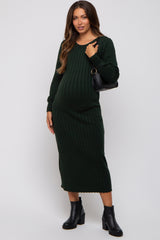 Forest Green Back Tie Maternity Sweater Dress