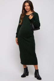 Forest Green Back Tie Maternity Sweater Dress