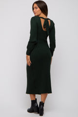 Forest Green Back Tie Maternity Sweater Dress