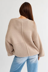 Beige Ribbed Sweater