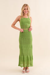 Green Crochet Top And Skirt Set