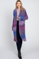 Purple Ombre Long Maternity Cardigan