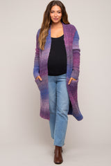 Purple Ombre Long Maternity Cardigan