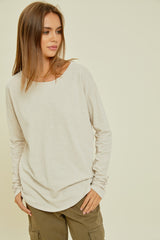 Grey Long Sleeve Curved Hem Maternity Top