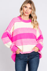 Pink Brushed Striped Sweater