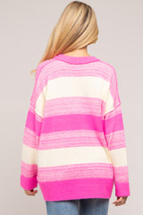 Pink Brushed Striped Maternity Sweater