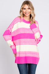 Pink Brushed Striped Sweater