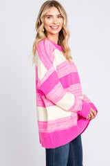 Pink Brushed Striped Sweater