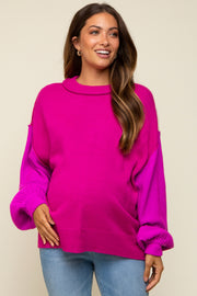 Magenta Multi-Color Knit Maternity Sweater