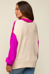 Magenta Multi-Color Knit Maternity Sweater