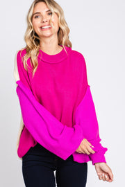 Magenta Multi-Color Knit Sweater