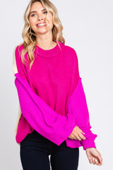 Magenta Multi-Color Knit Maternity Sweater