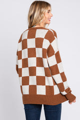 Brown Checkered Print Sweater