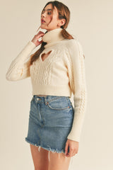 Ivory Reversible Heart Cut Out Sweater