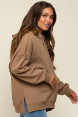 Mocha Drawstring Maternity Hoodie