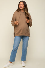 Mocha Drawstring Maternity Hoodie