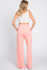 Pink Soft Wide Leg Side Slit Sweatpants