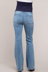 Blue Bootcut Raw Hem Maternity Jeans