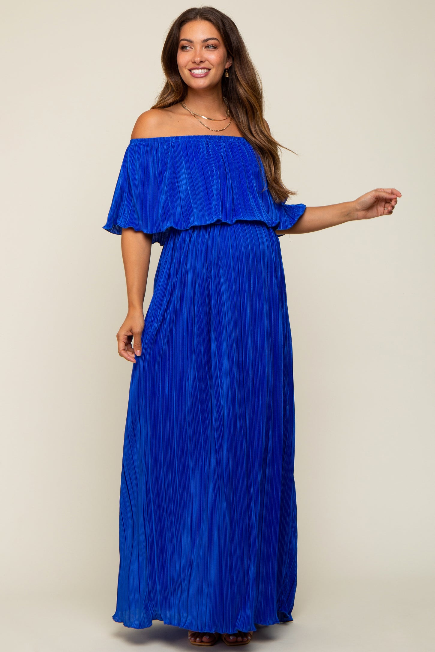 PinkBlush Maternity Strapless Royal Blue Maternity Maxi Dress