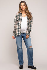 Blue Distressed Straight Leg Maternity Jeans