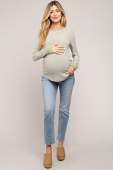 Light Blue Straight Leg Maternity Jeans