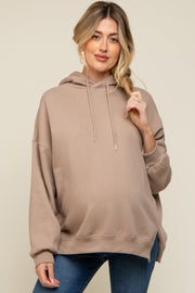 Taupe Drawstring Maternity Hoodie